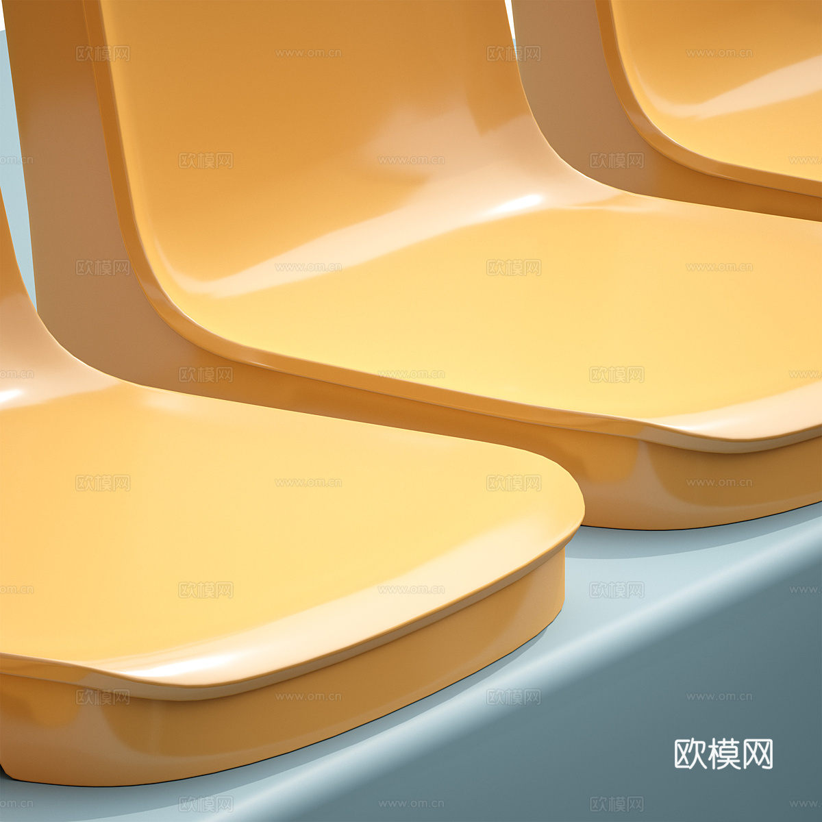现代看台椅 塑料椅3d模型下载（渲染图6）