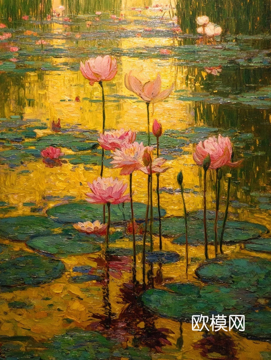 荷花画芯挂画