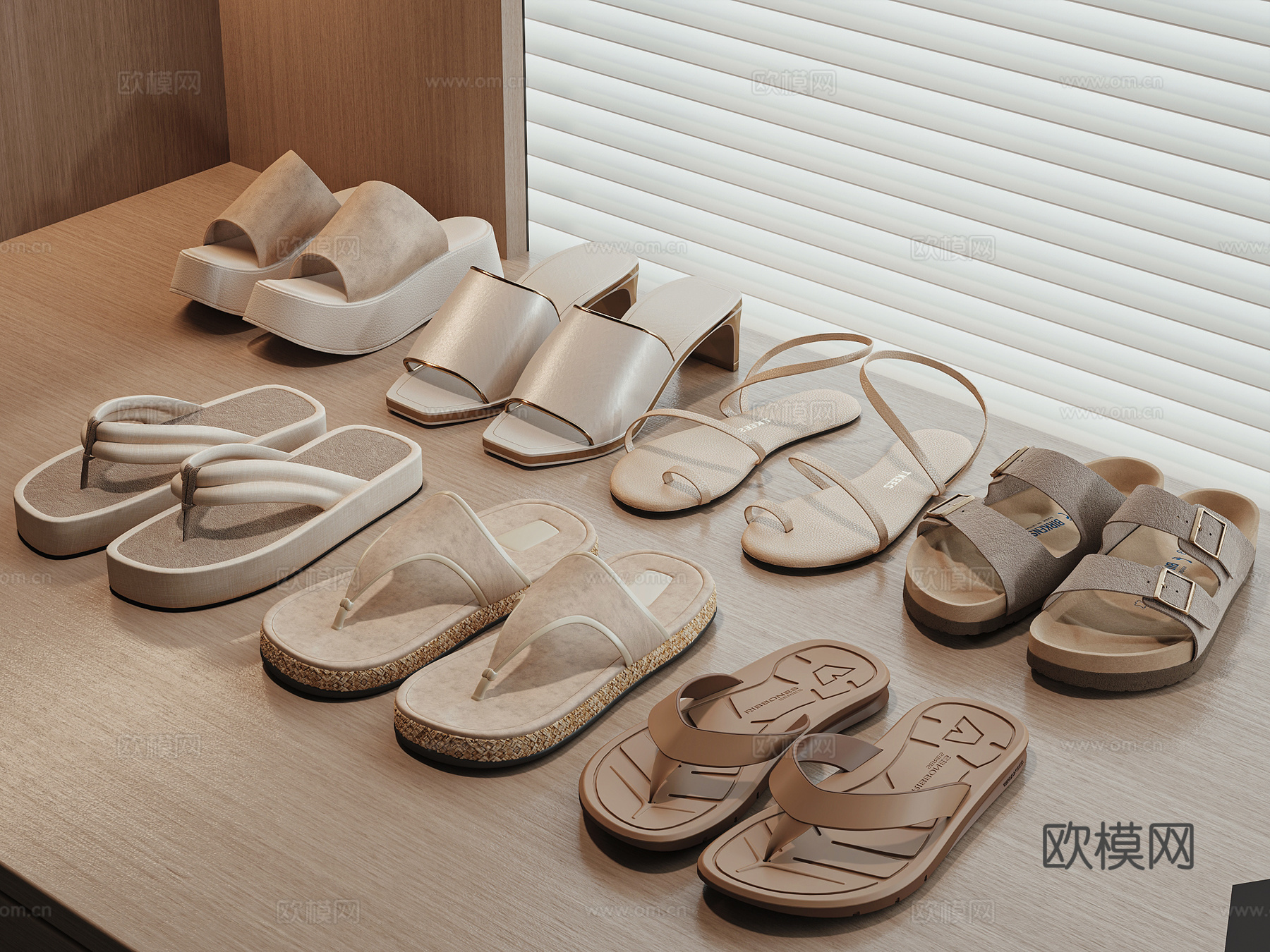 现代拖鞋凉鞋3d模型下载