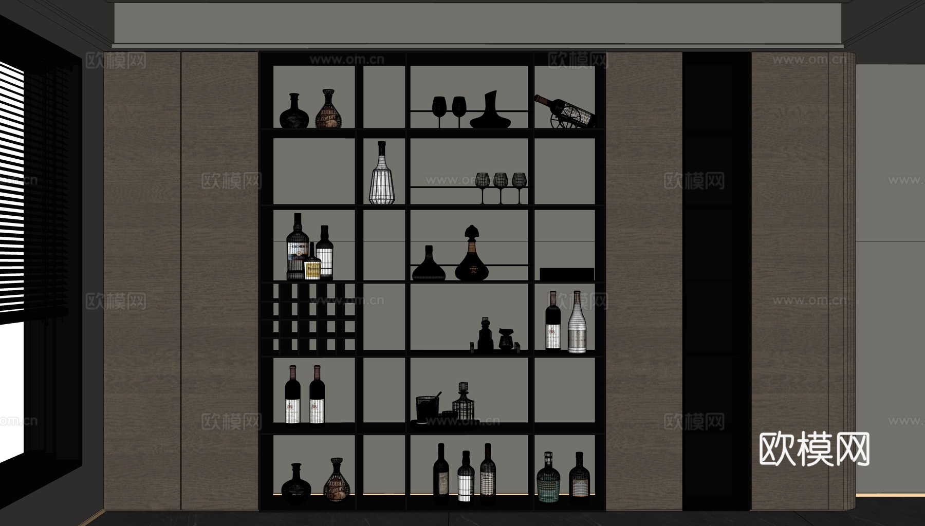 现代意式酒柜 餐边柜su模型