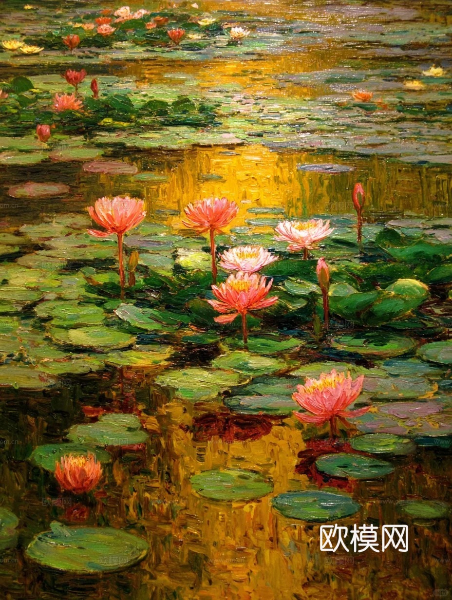 荷花画芯挂画