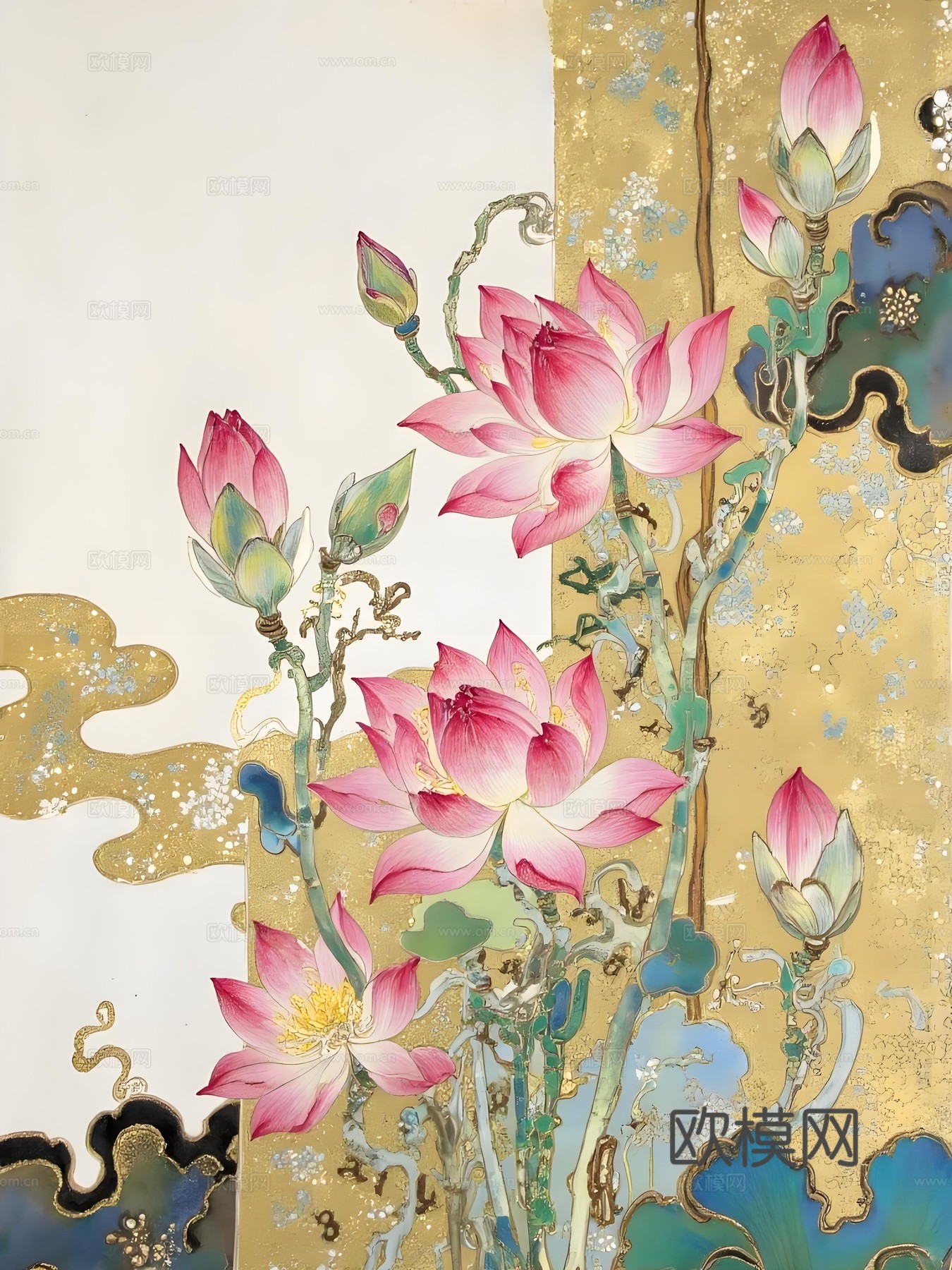 荷花画芯挂画