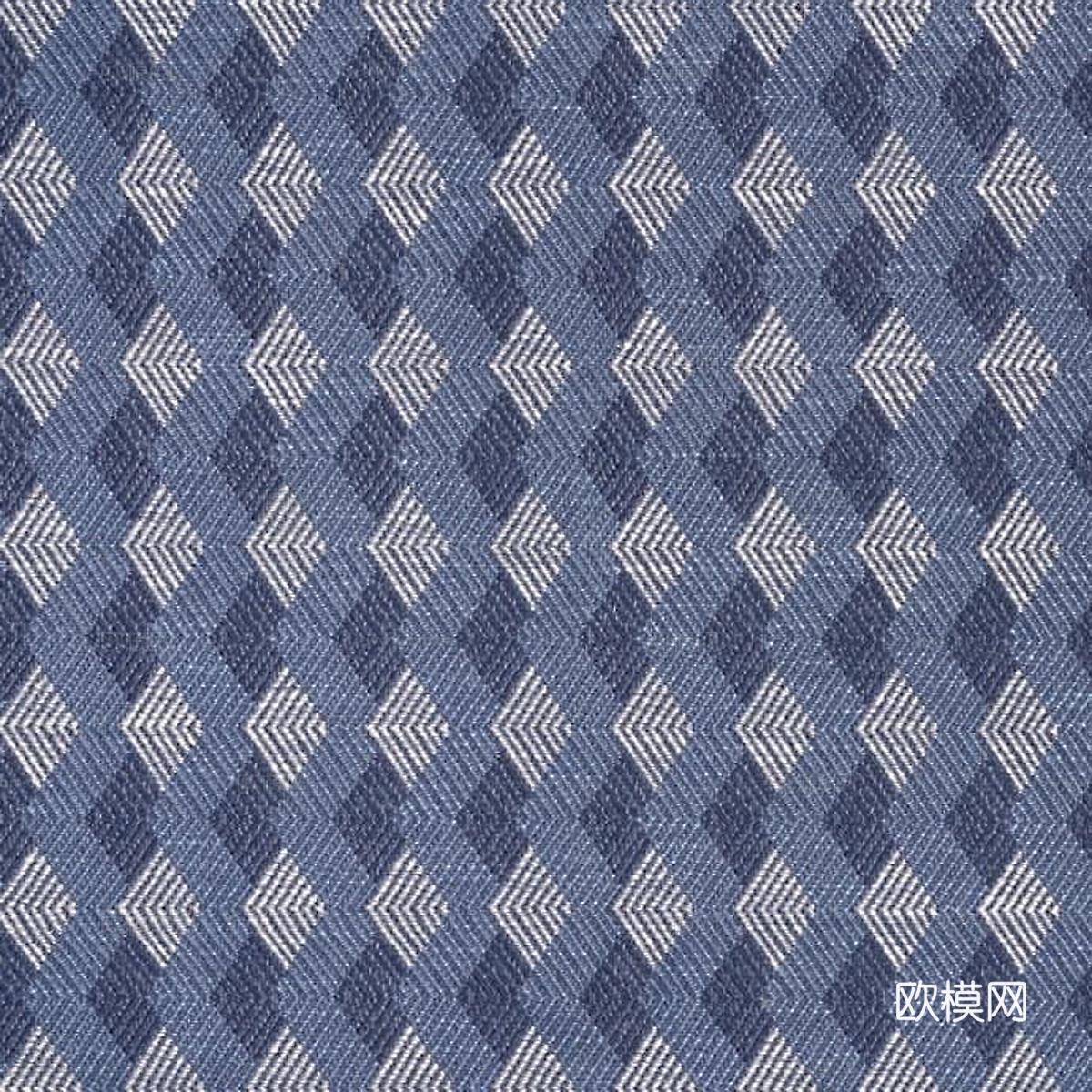 蓝色图案亚麻布