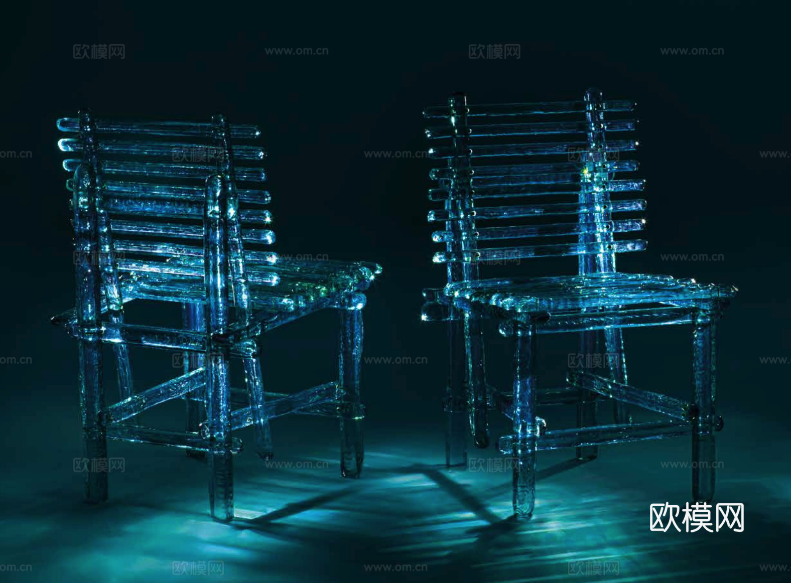 edra 透明餐桌椅3d模型下载（渲染图3）