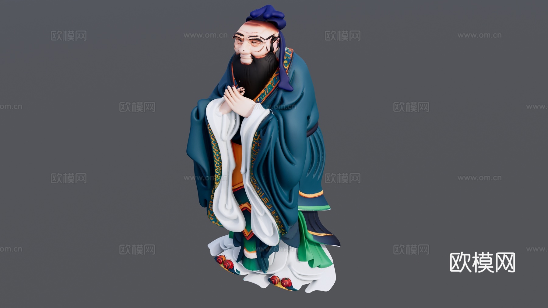 孔子先生雕塑su模型