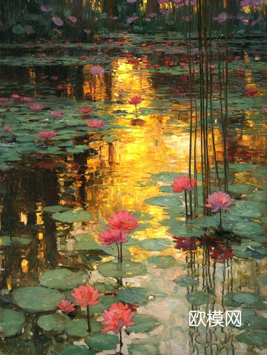 荷花画芯挂画