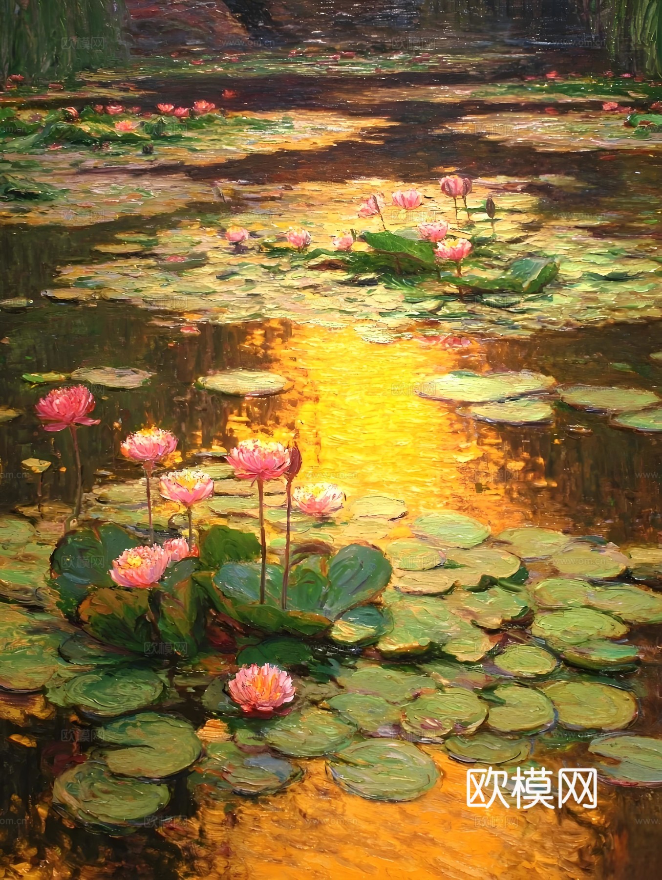 荷花画芯挂画