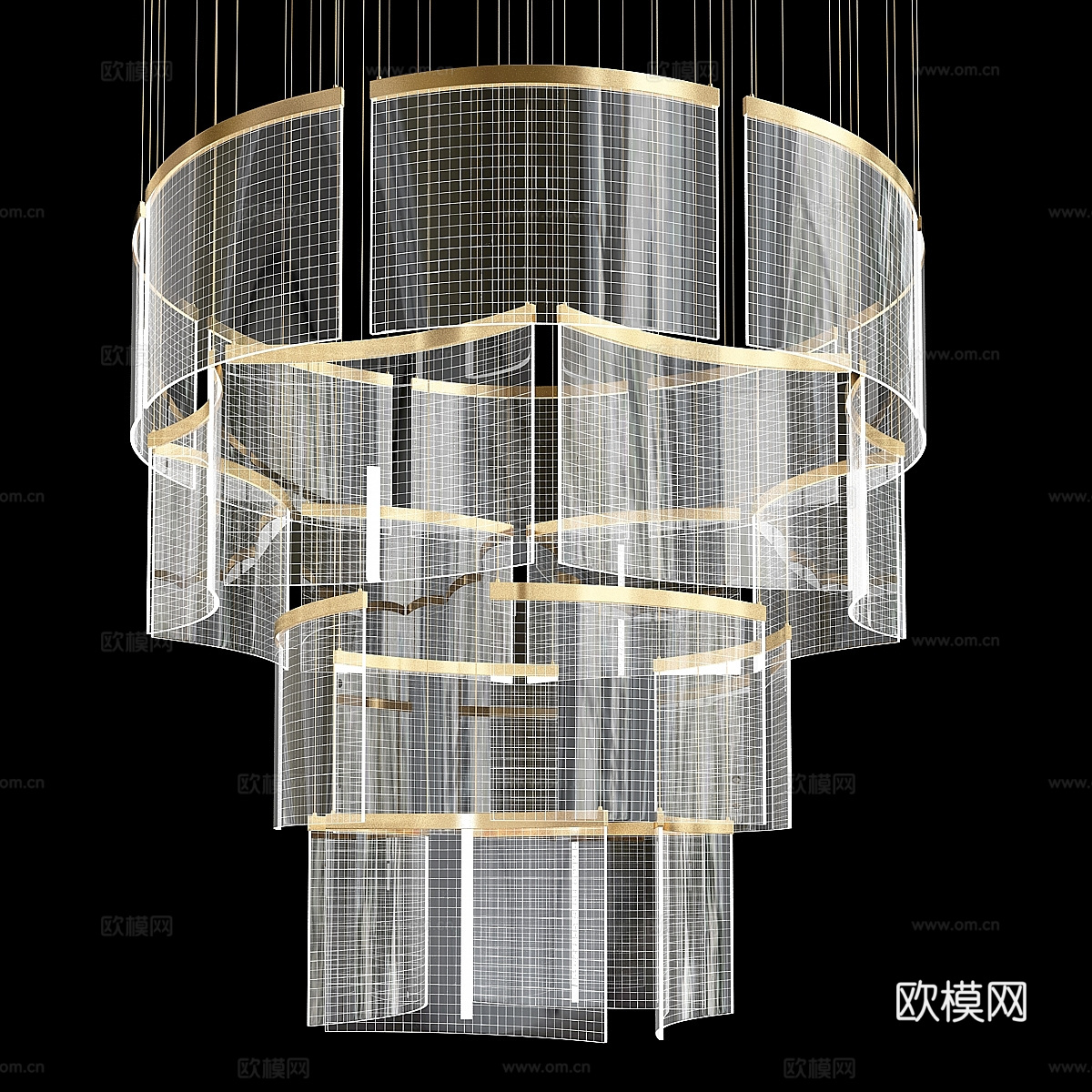 现代轻奢圆形水晶玻璃装饰吊灯3d模型