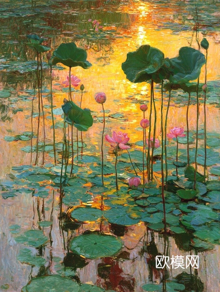 荷花画芯挂画