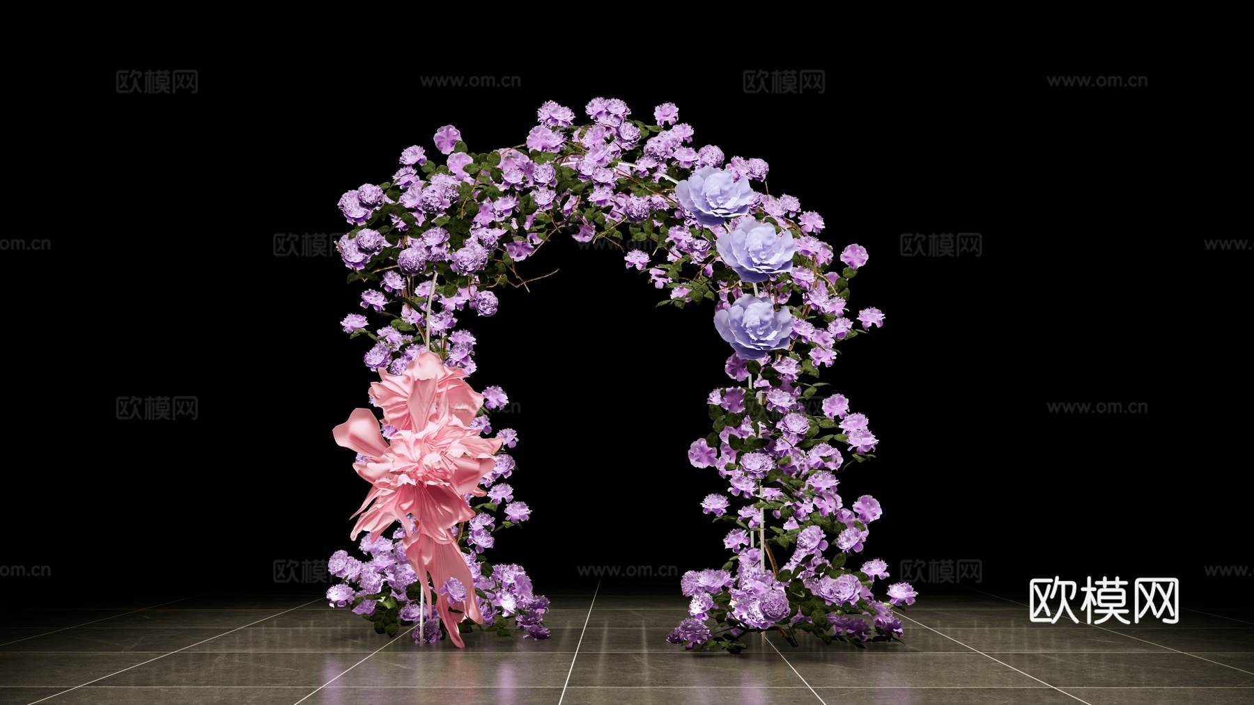现代 拱门 玫瑰婚礼美陈 婚庆婚礼花艺 花卉 花艺架 花拱门su模型