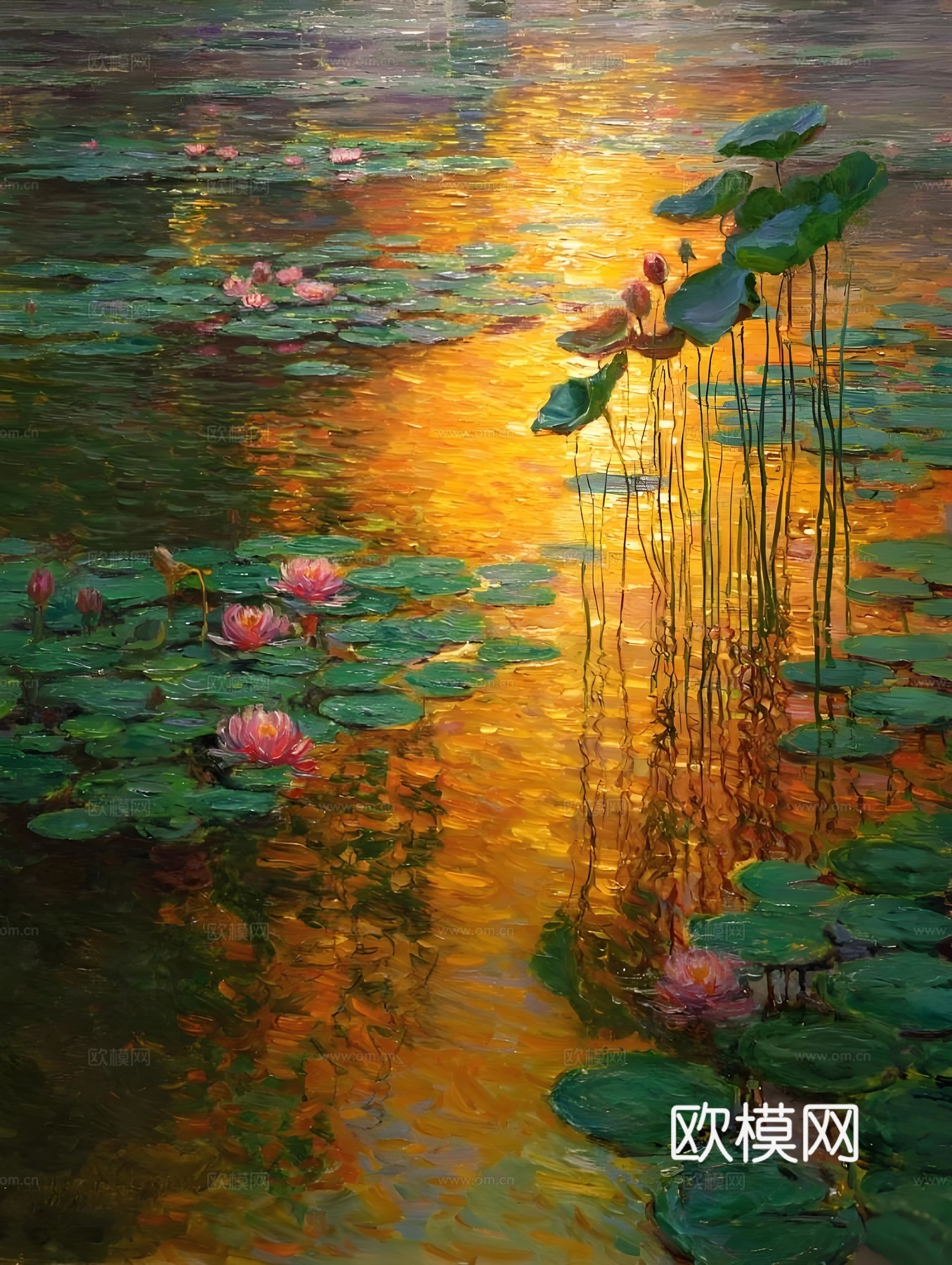 荷花画芯挂画