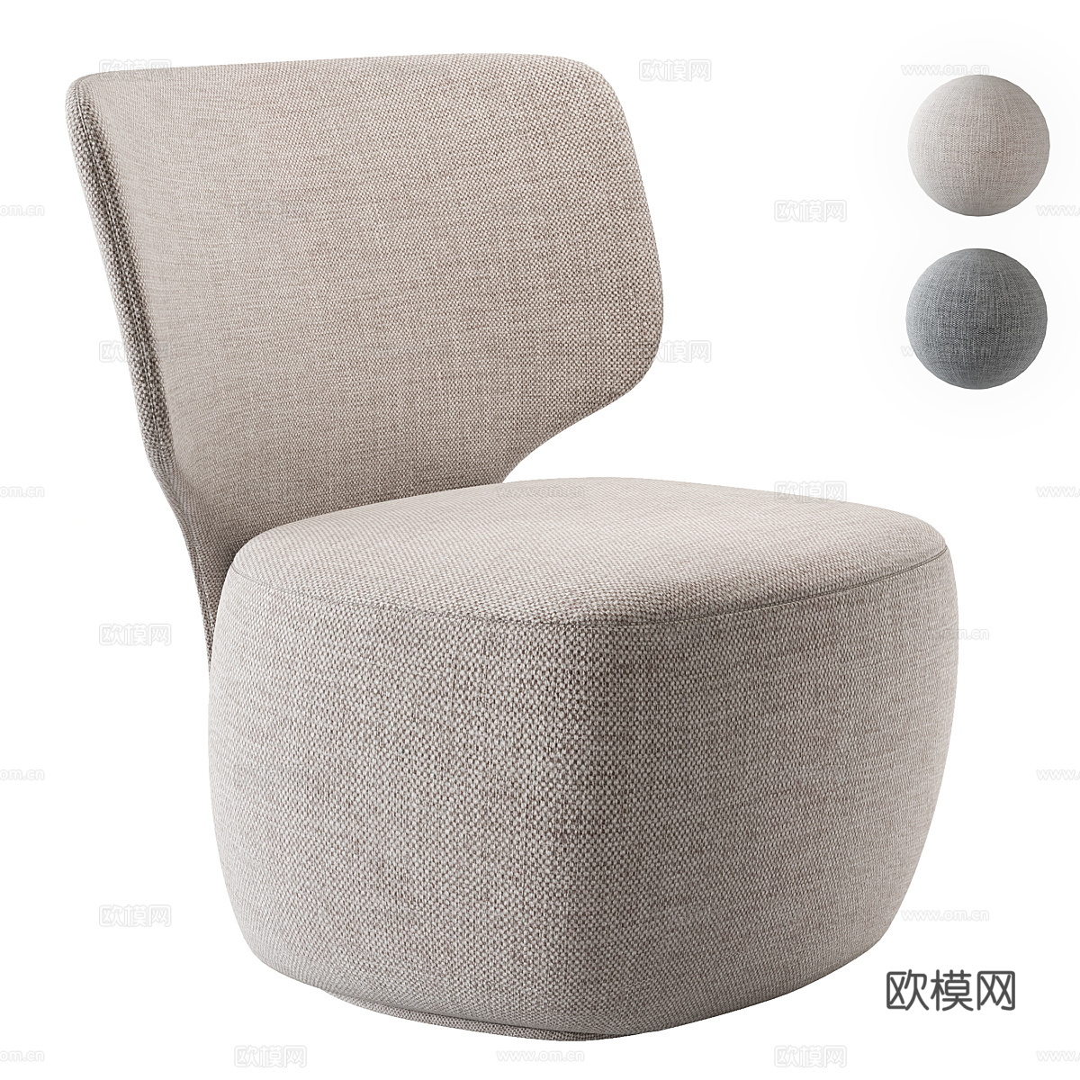 现代意式布艺扶手椅3d模型