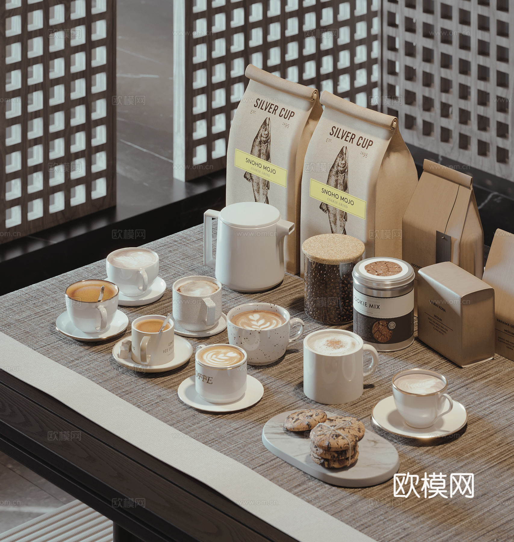 现代咖啡杯su模型