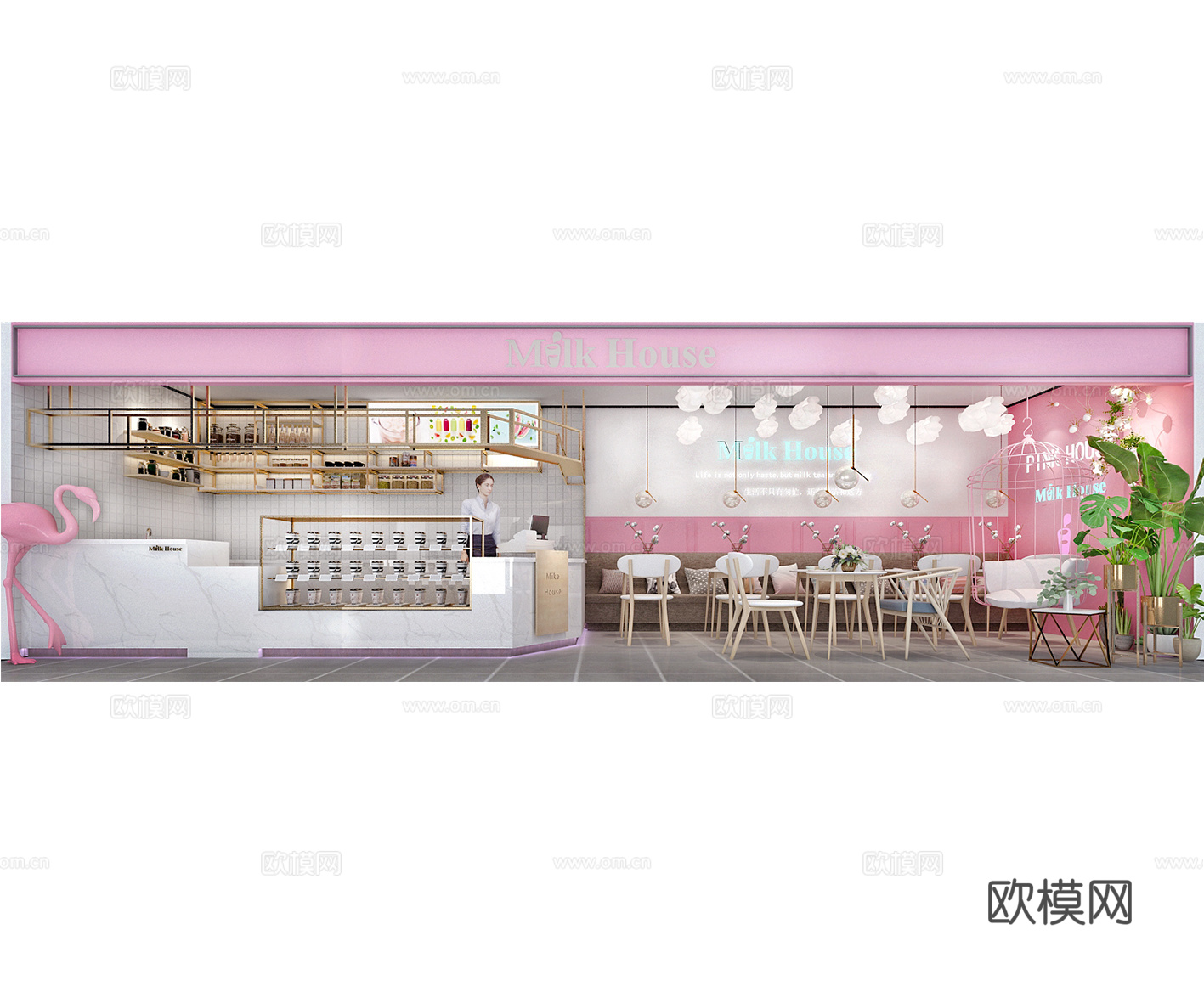 北欧网红风奶茶店3d模型