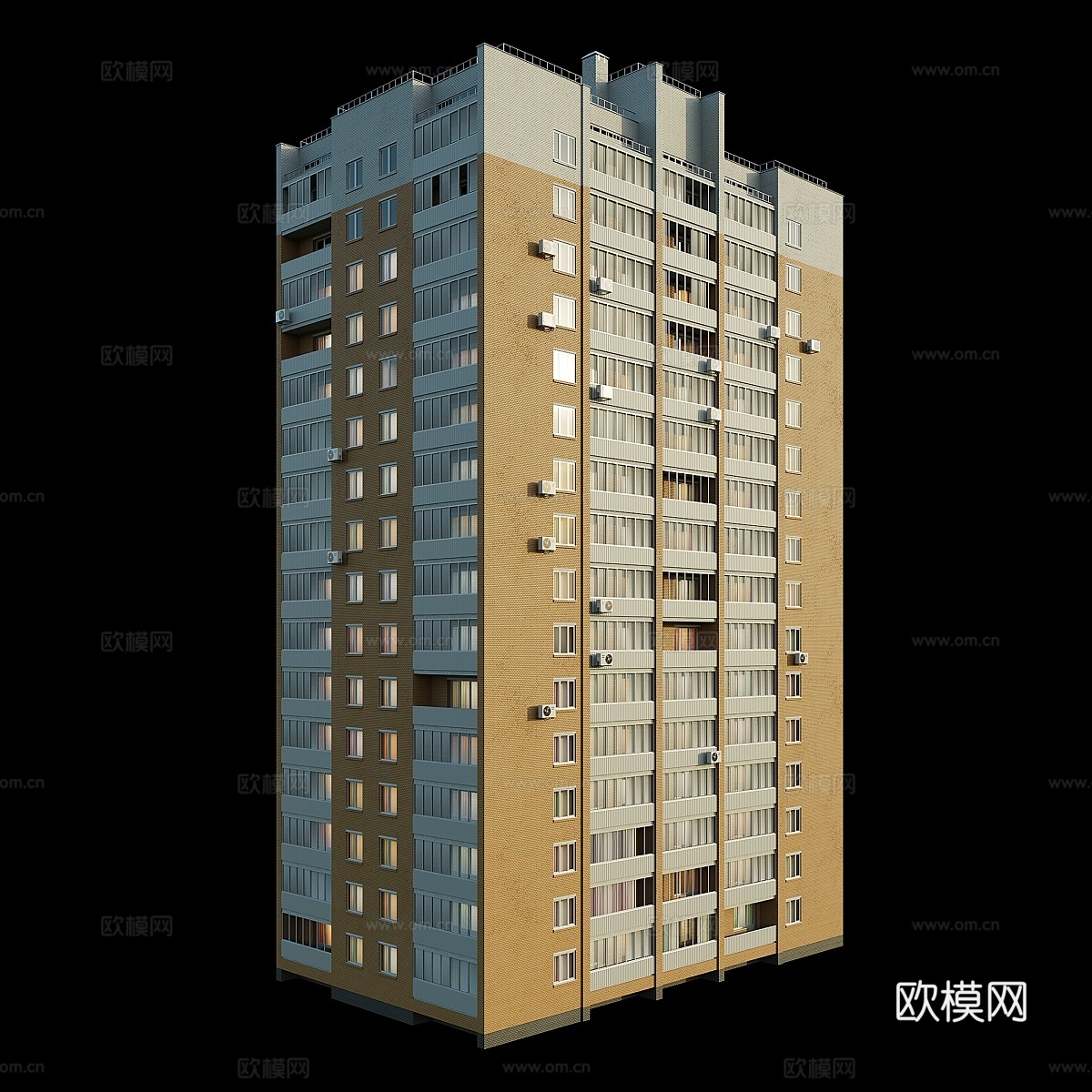 Vulykha Tower (II-67) 16层3d模型