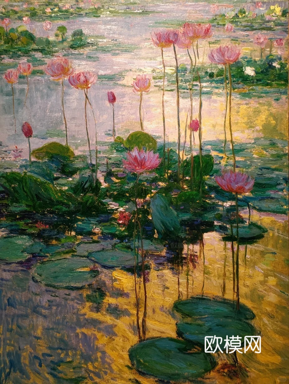 荷花画芯挂画