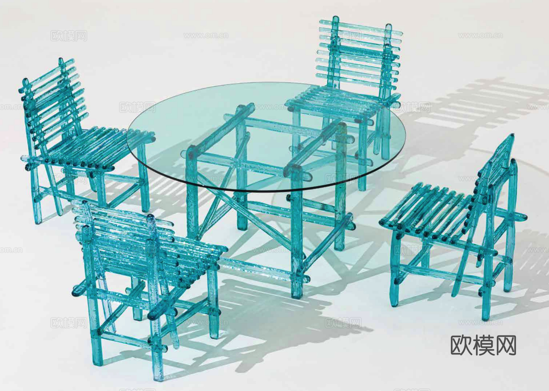 edra 透明餐桌椅3d模型下载（渲染图4）