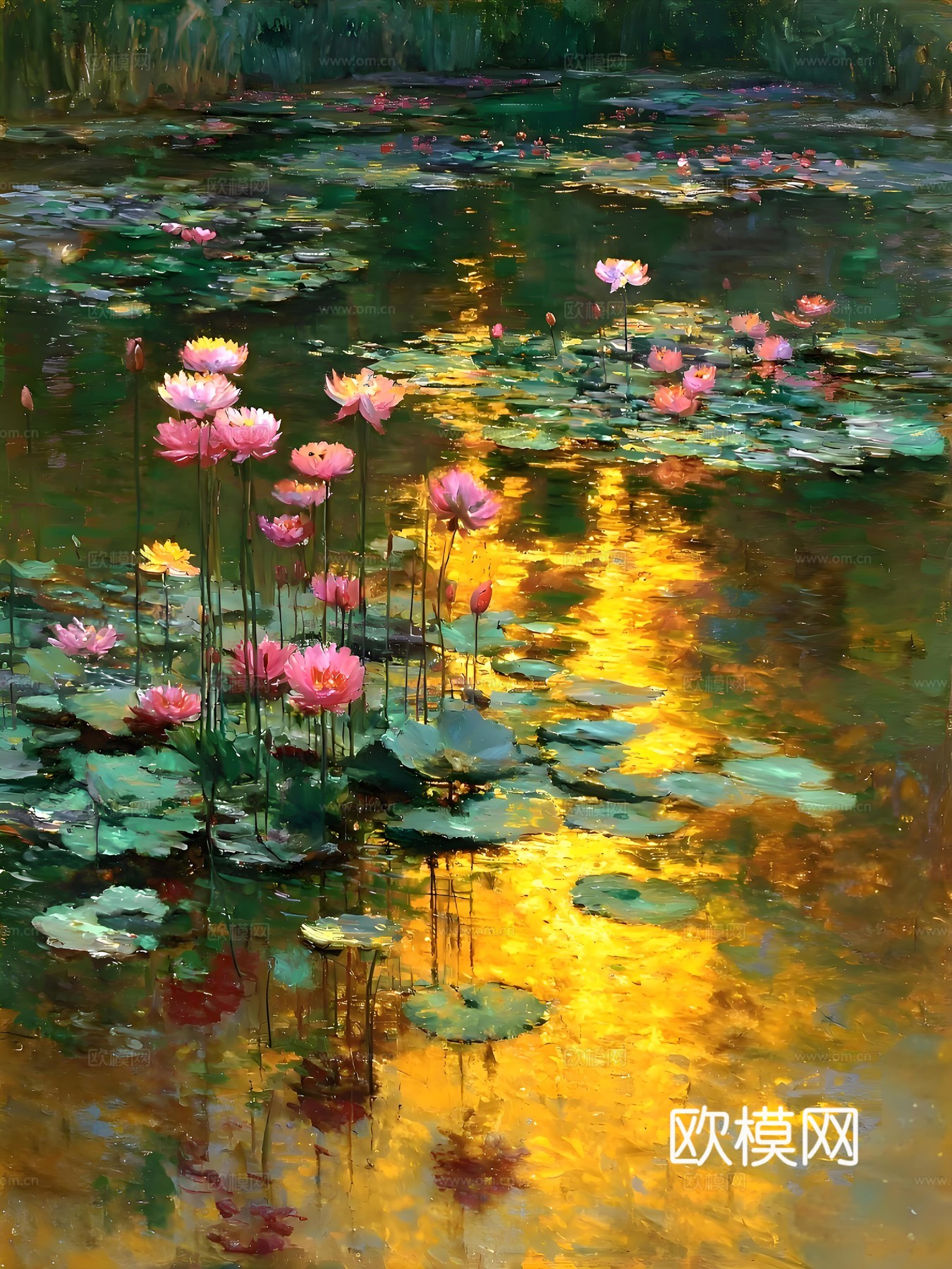 荷花画芯挂画