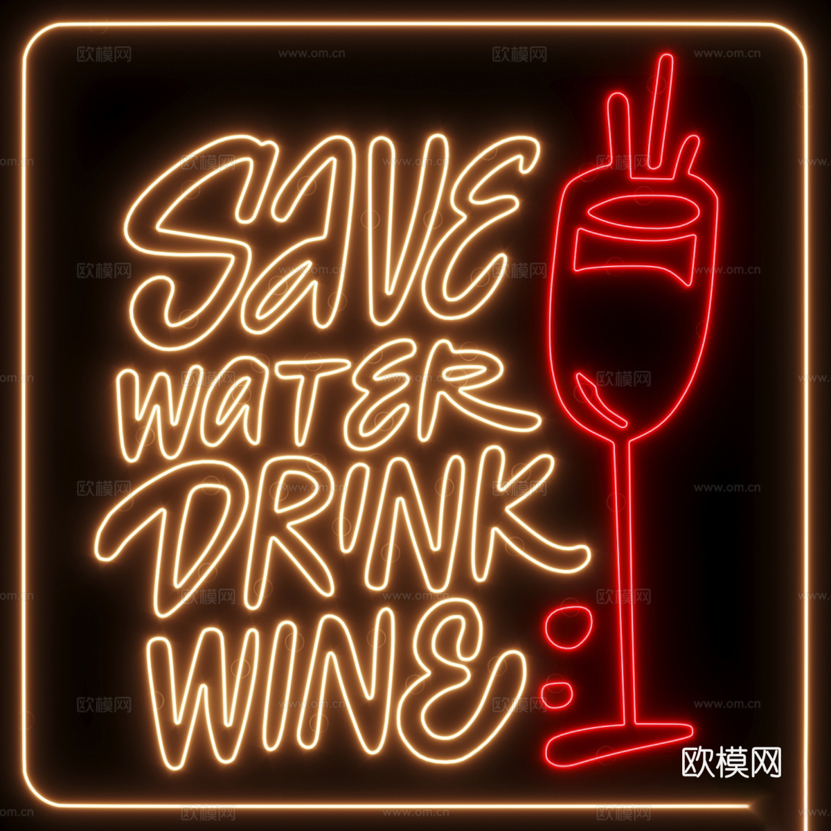 现代装饰霓虹灯3d模型下载（渲染图1）