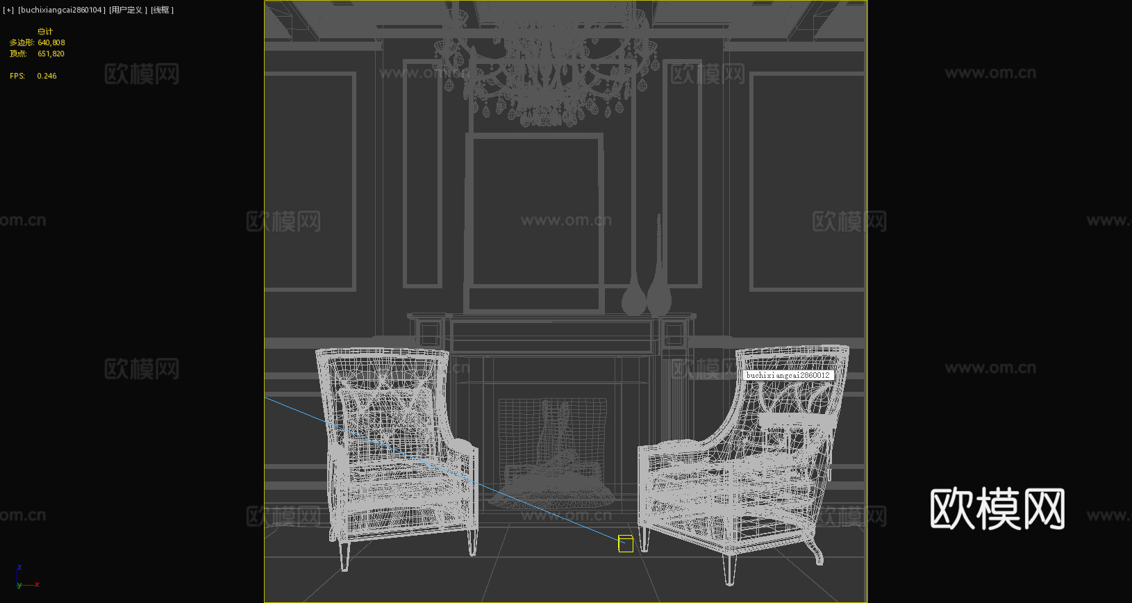 美式玄关 欧式玄关 休闲椅 欧式摆件 美式挂画 壁炉3d模型