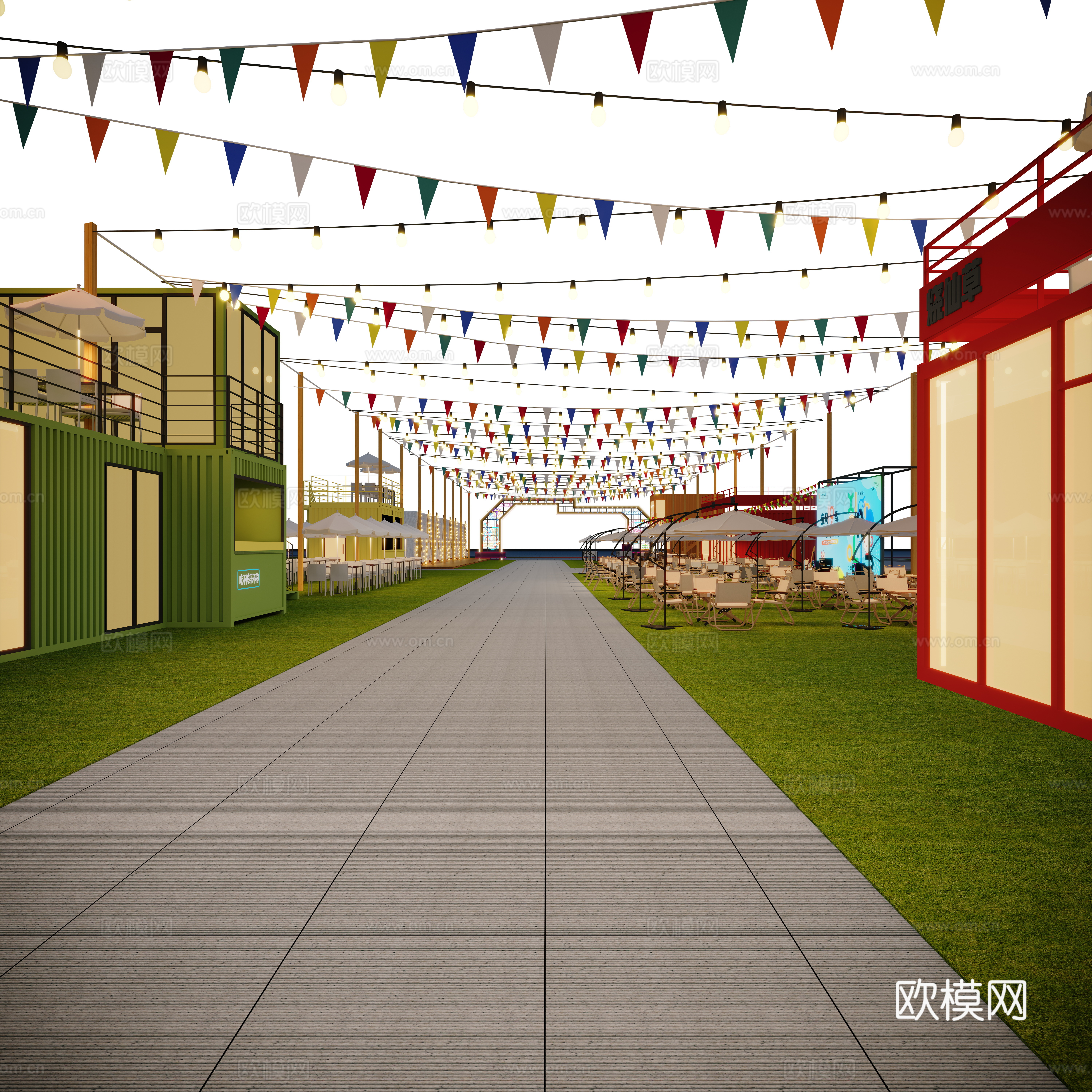 烧烤夜市露营3d模型