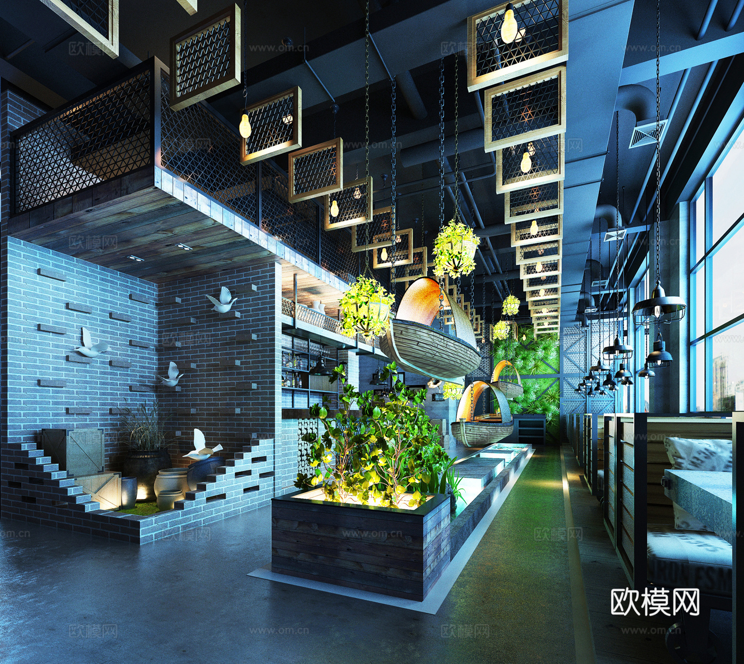 工业风主题餐厅3d模型