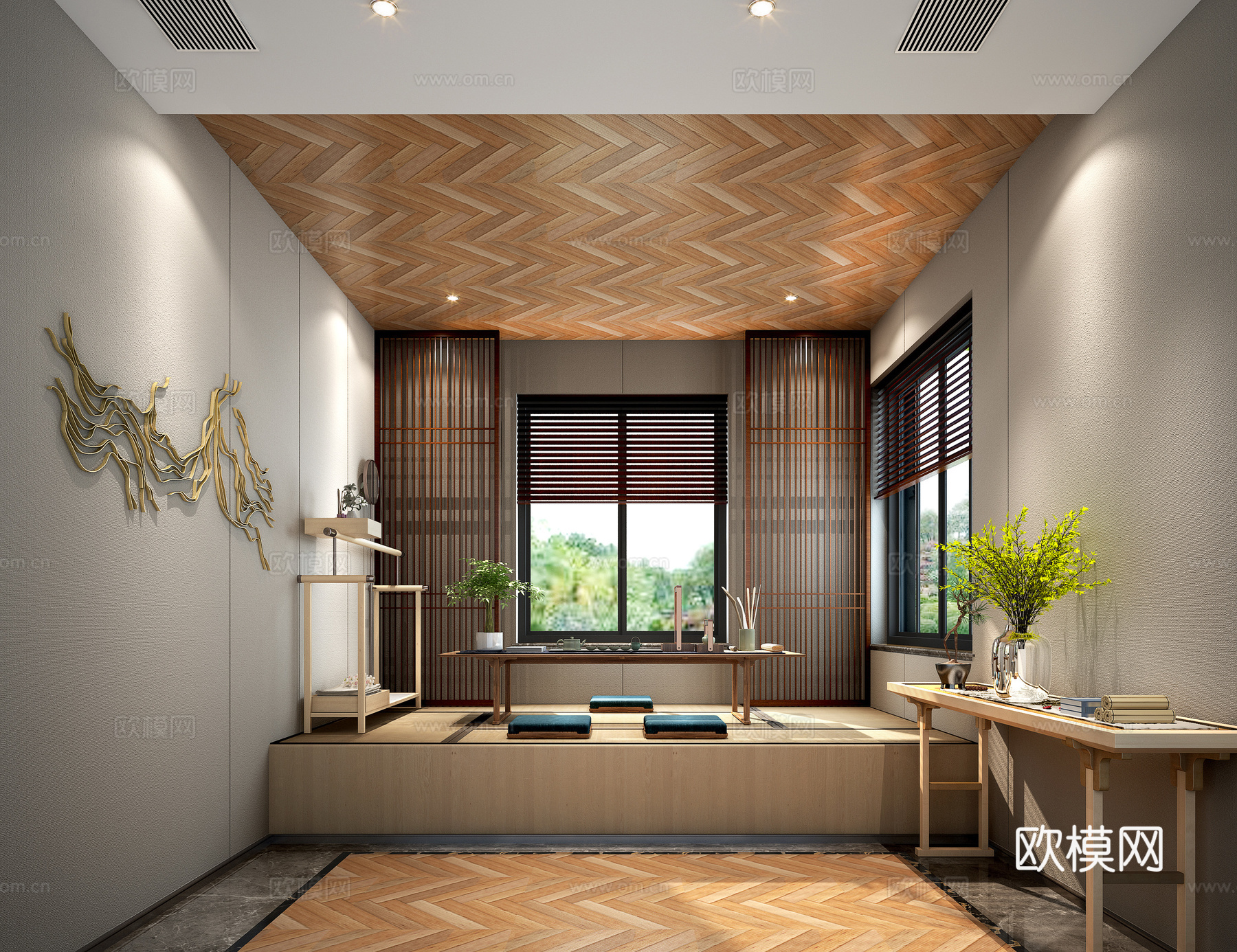 新中式休闲区3d模型