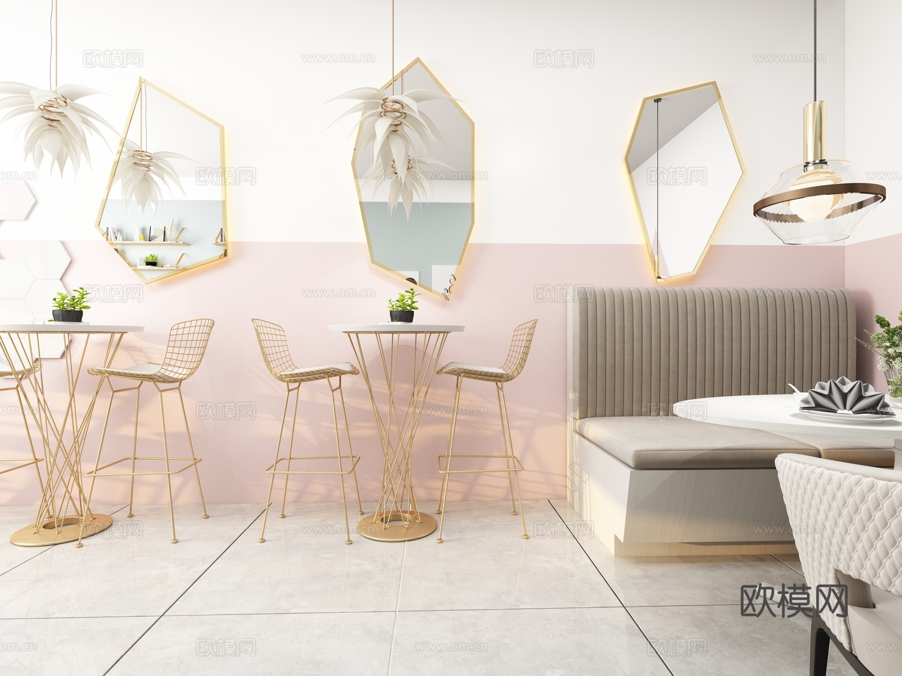 北欧重庆奶茶甜品店3d模型下载（渲染图1）