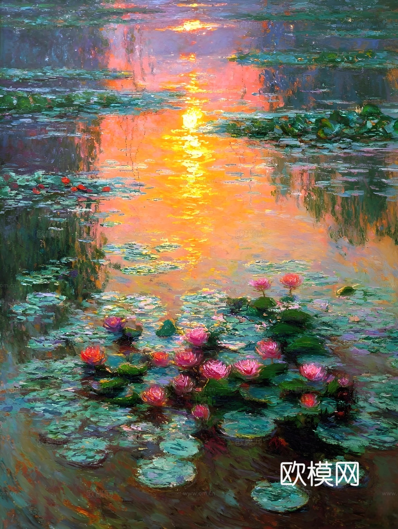 荷花画芯挂画