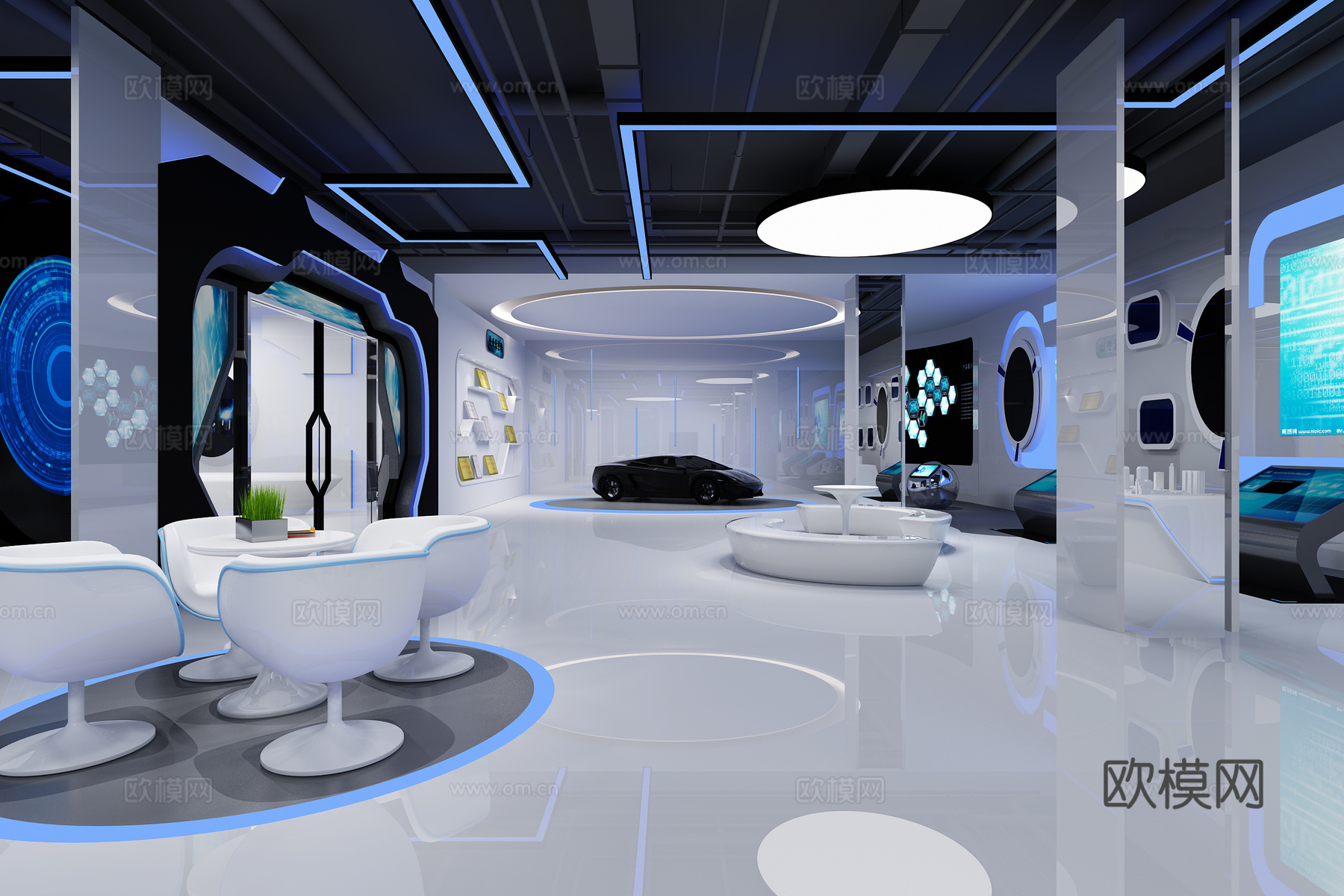 科技汽车展厅3d模型