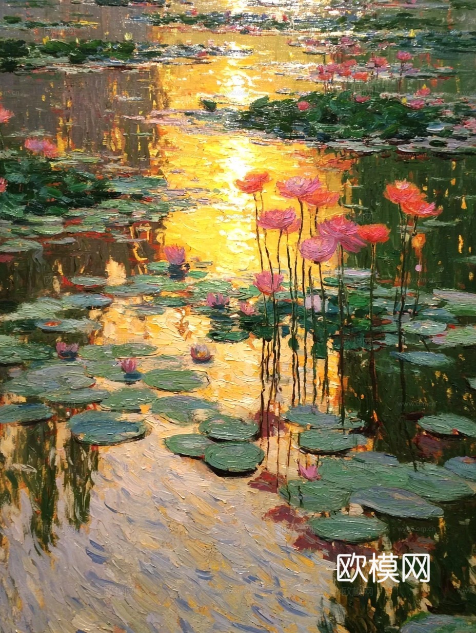 荷花画芯挂画