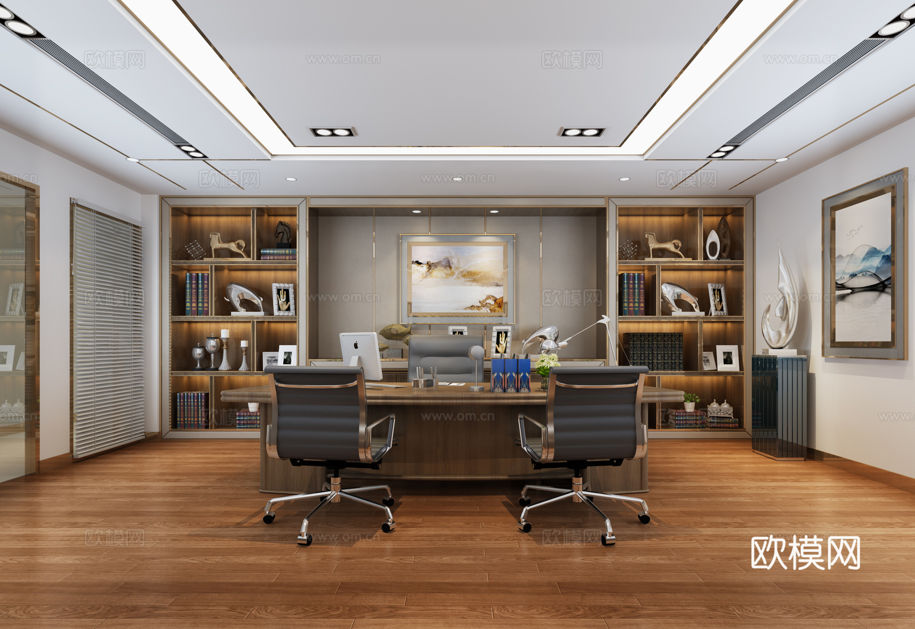 现代董事长办公室3d模型下载