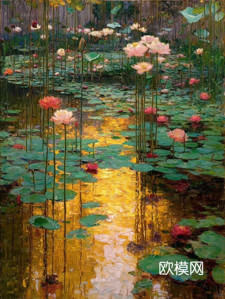 荷花画芯挂画