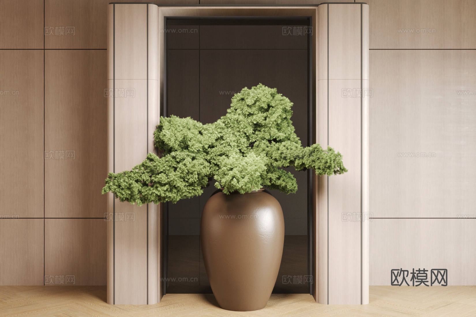 盆栽 插花 假花盆景 酒店大厅插花 售楼部 中古风陶瓷 花艺su模型