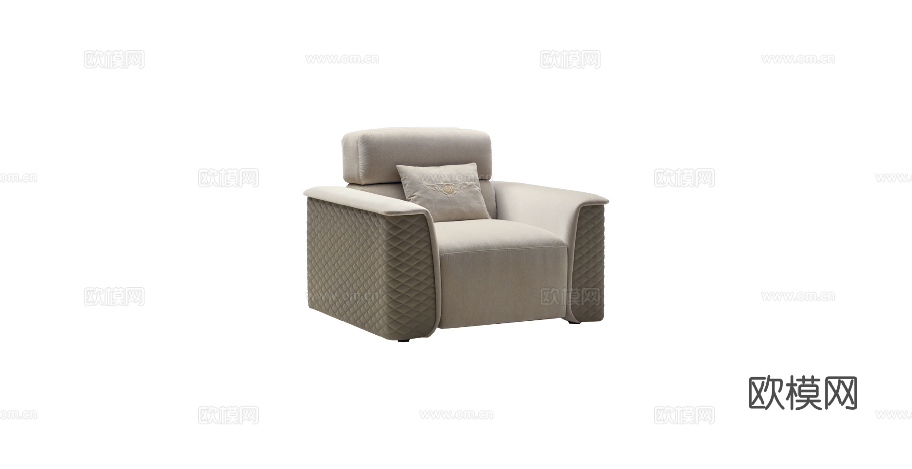 BENTLEY 意式单人沙发3d模型下载（渲染图1）