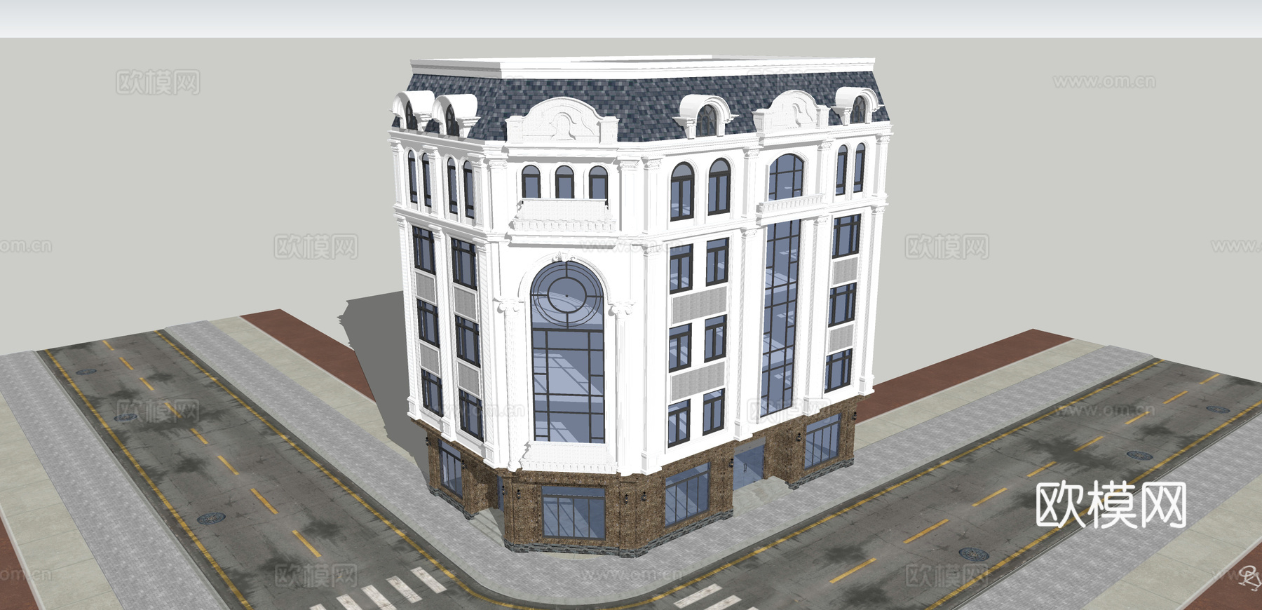 欧式建筑街景 建筑外观su模型