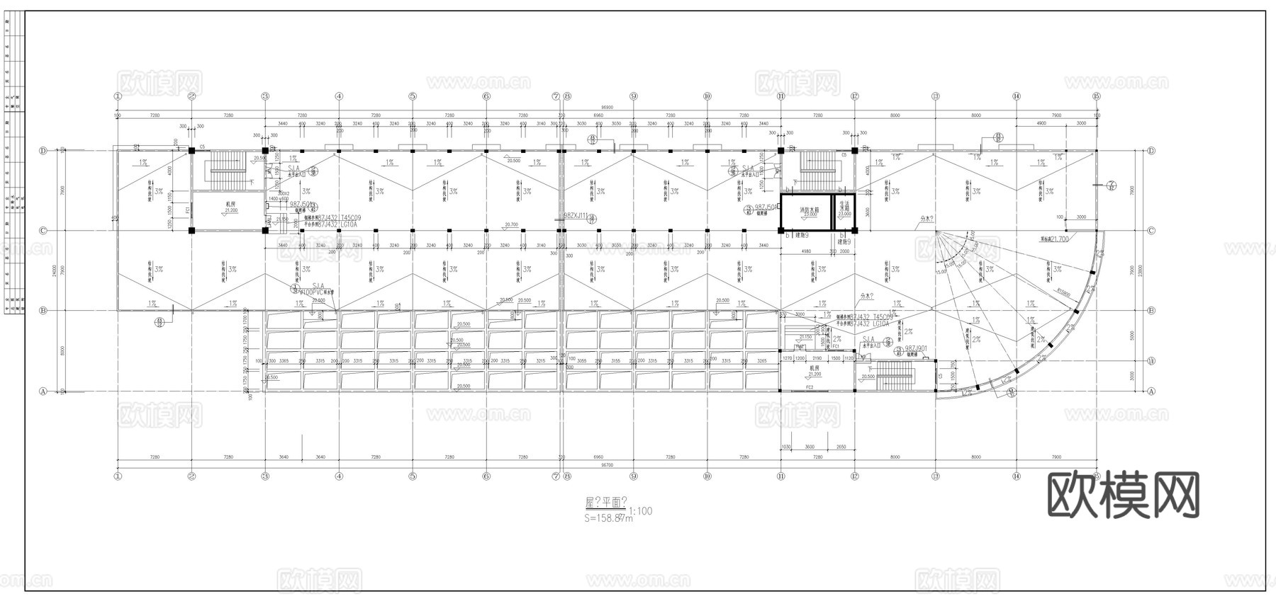某电子厂施工图cad施工图