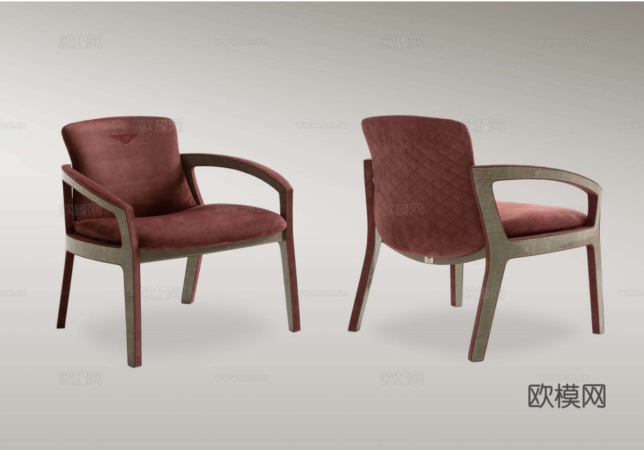 BENTLEY 意式扶手餐椅3d模型下载（渲染图2）