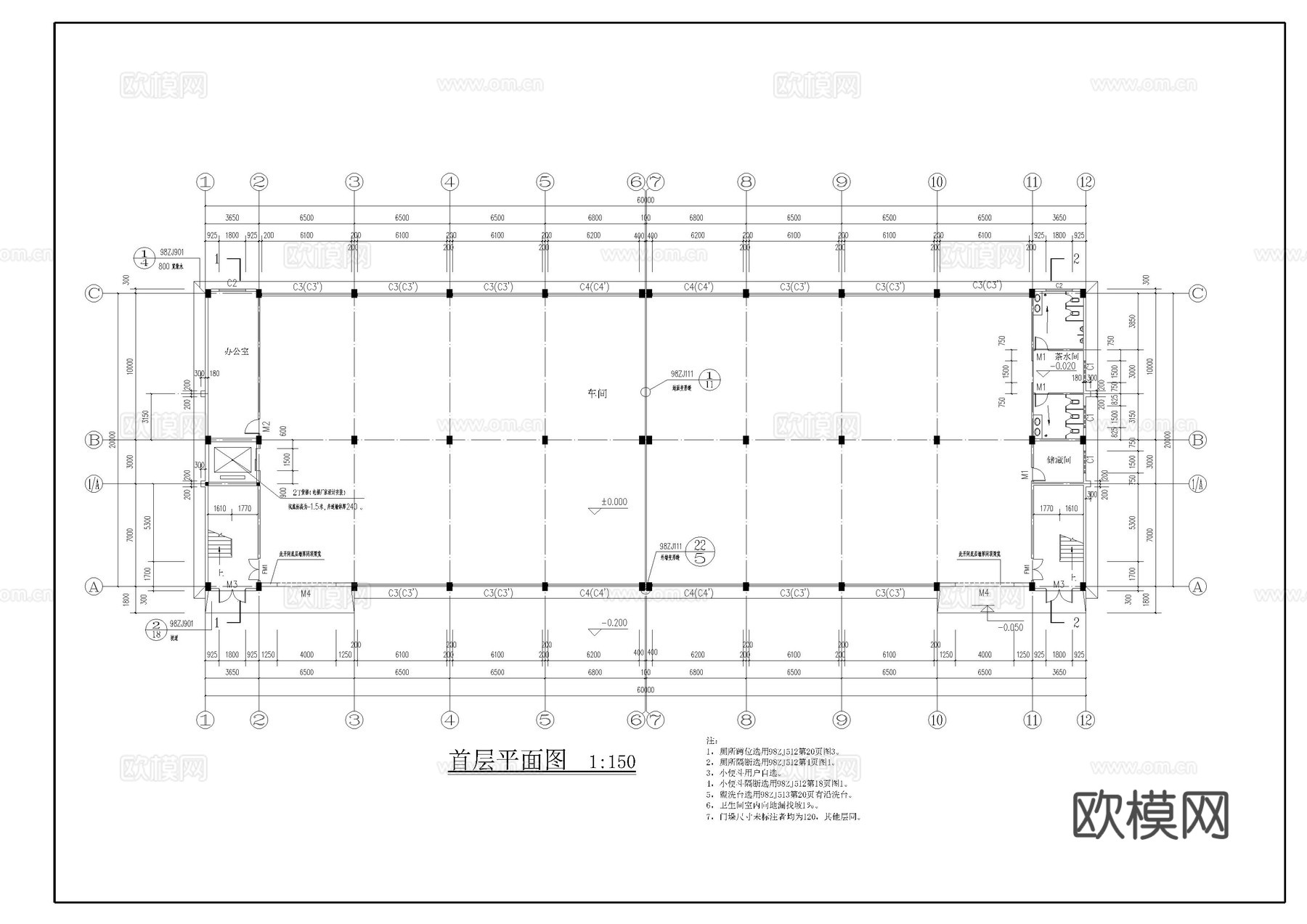 某厂房建筑施工图cad施工图