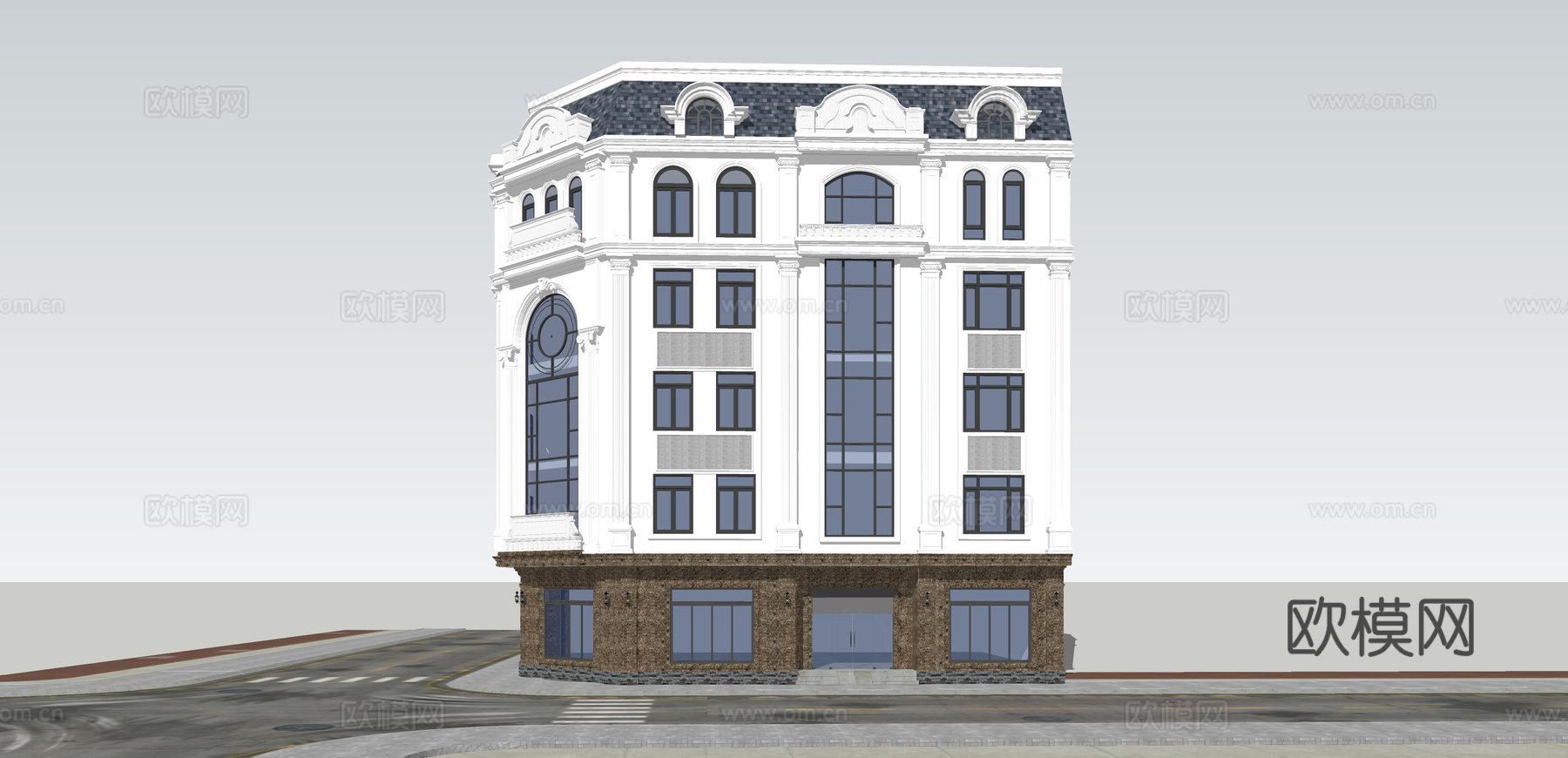 欧式建筑街景 建筑外观su模型