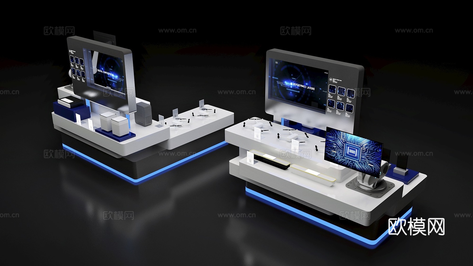 现代 展台 组合展台3d模型