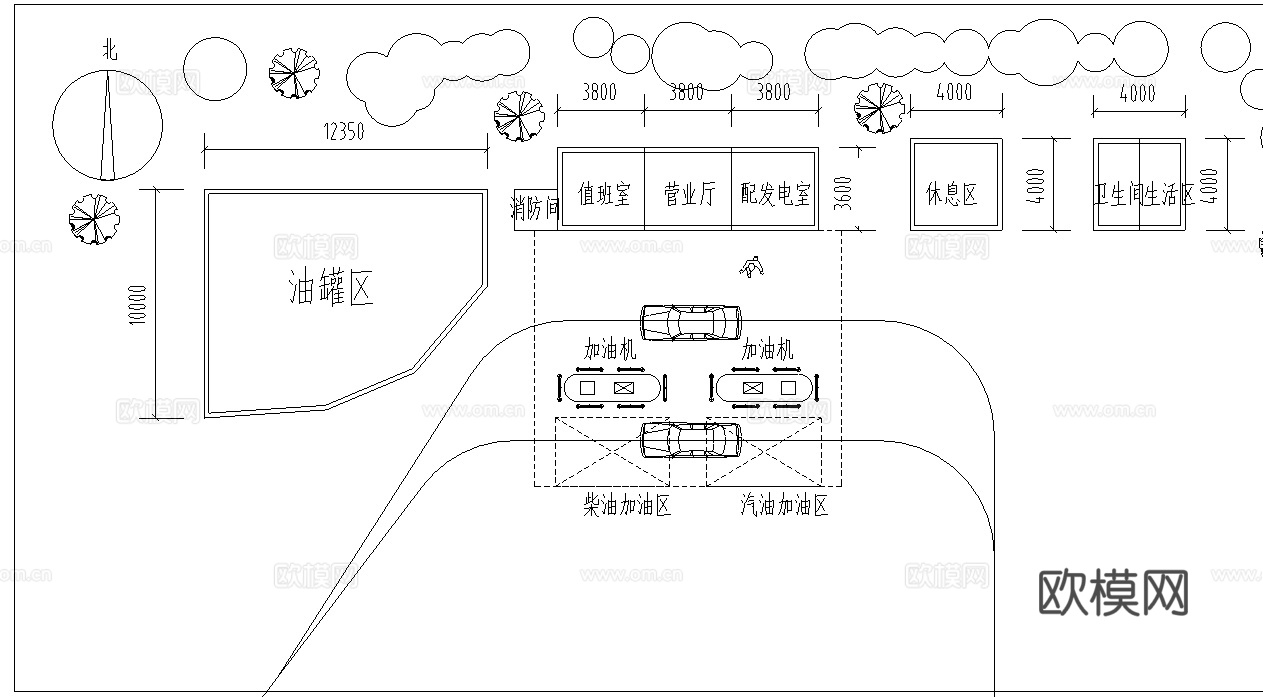 加油站总平面图cad施工图