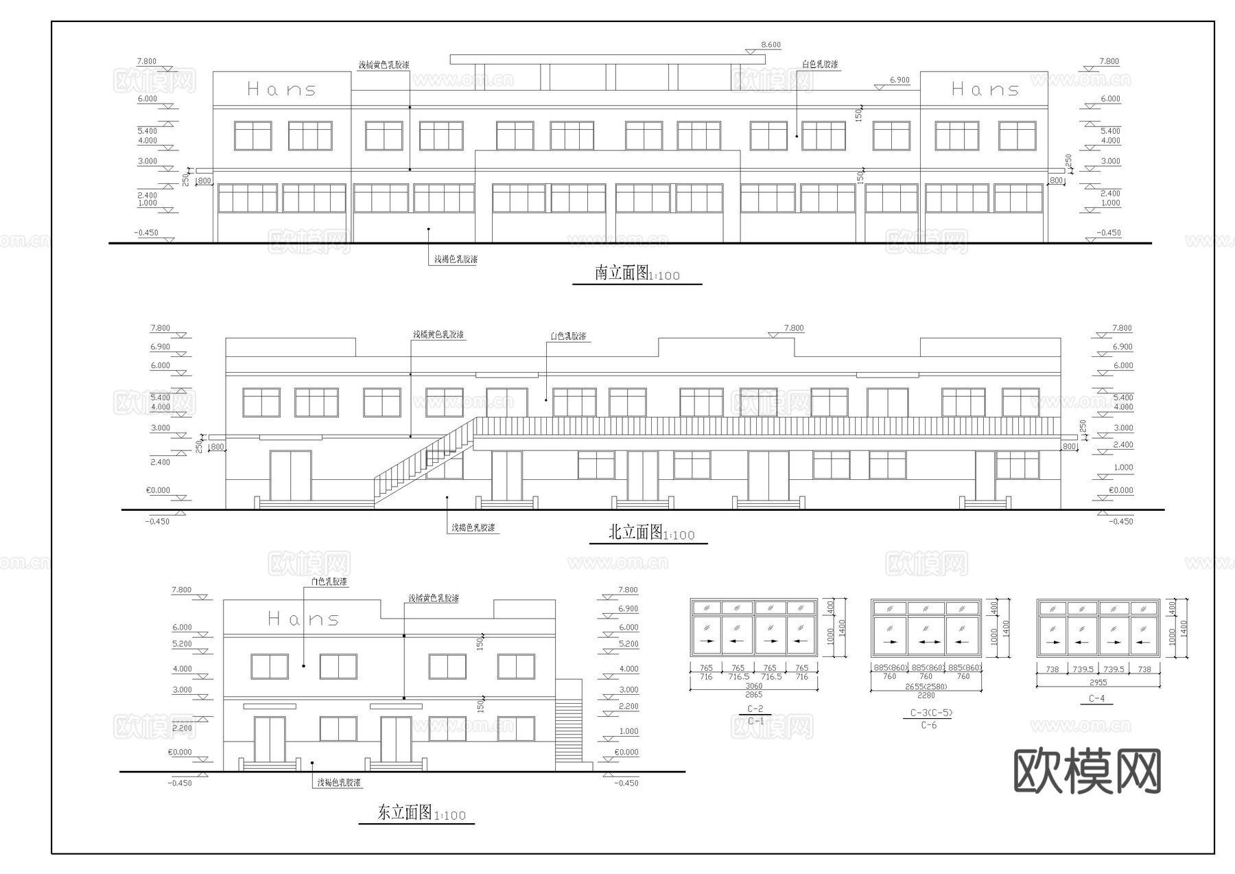 工厂综合楼施工图cad施工图