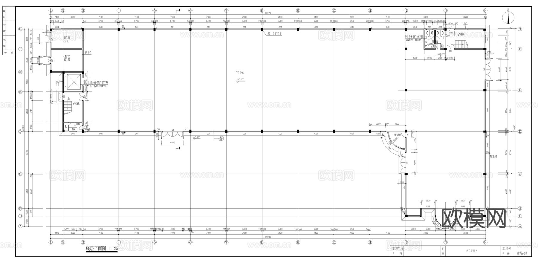 大厂房建筑施工图cad施工图