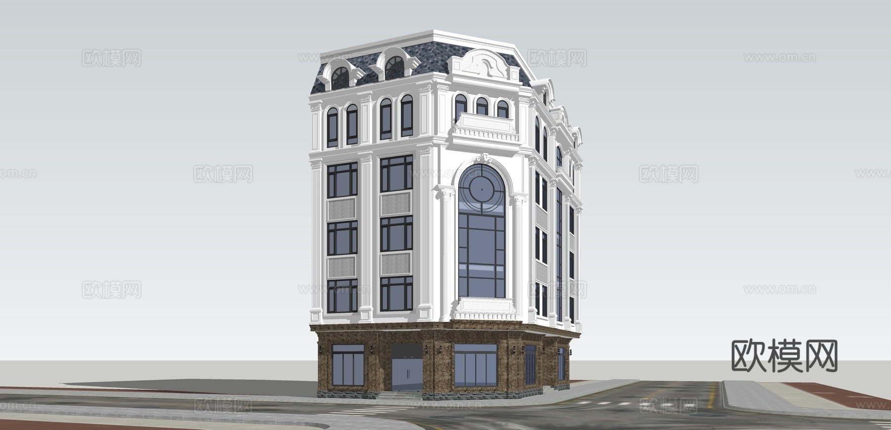欧式建筑街景 建筑外观su模型