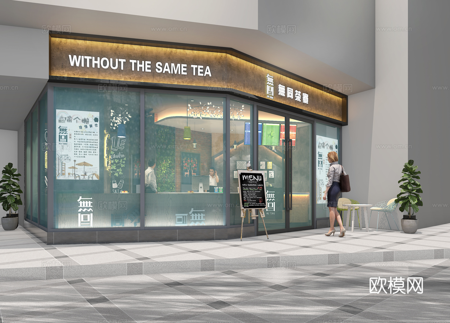 工业风奶茶店3d模型
