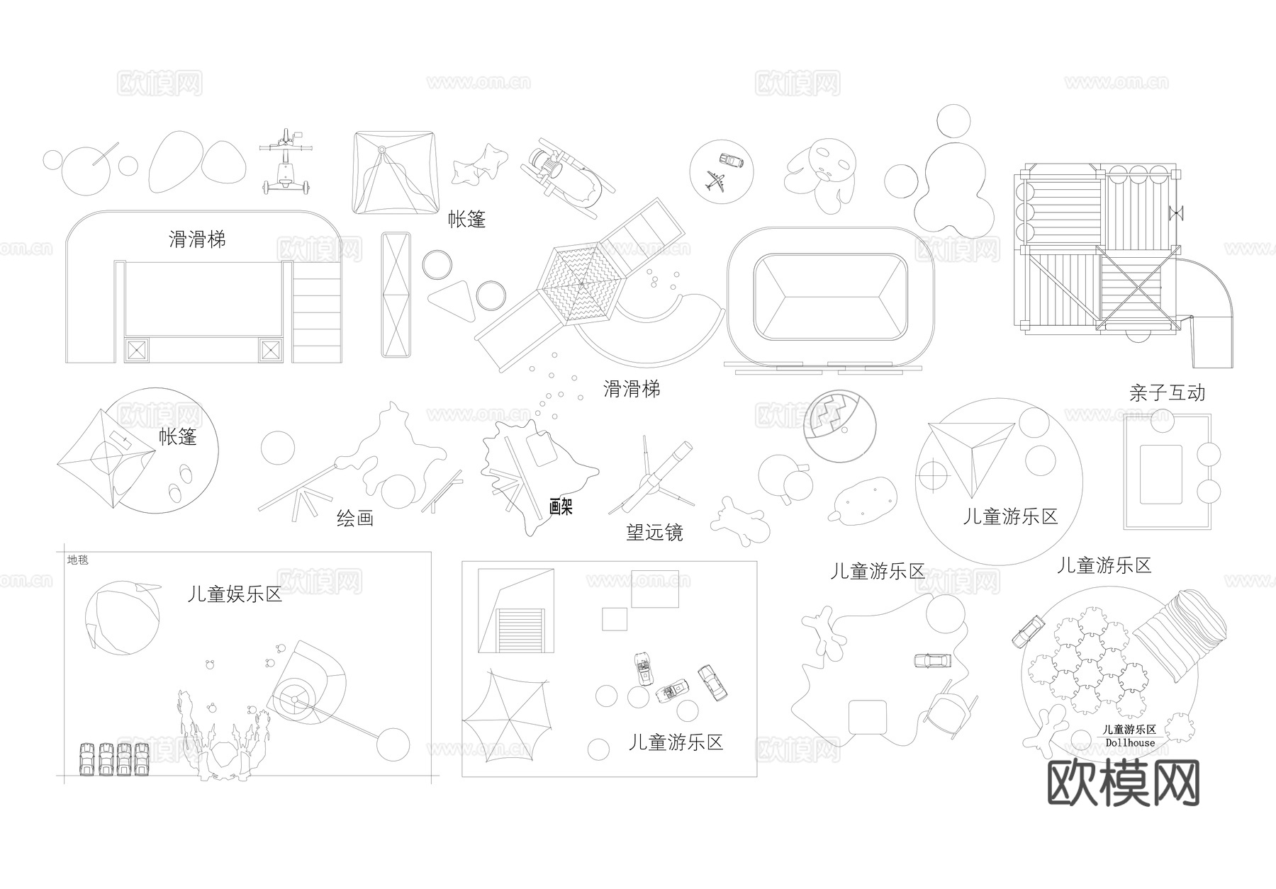 儿童娱乐区图块cad施工图
