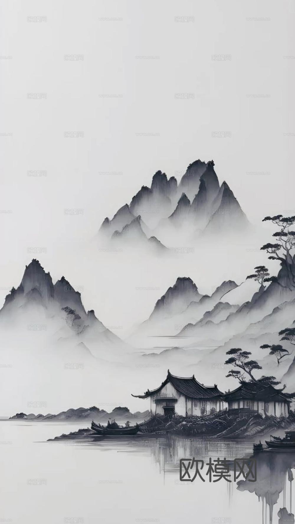 新中式挂画 水墨字画 古画 中式画