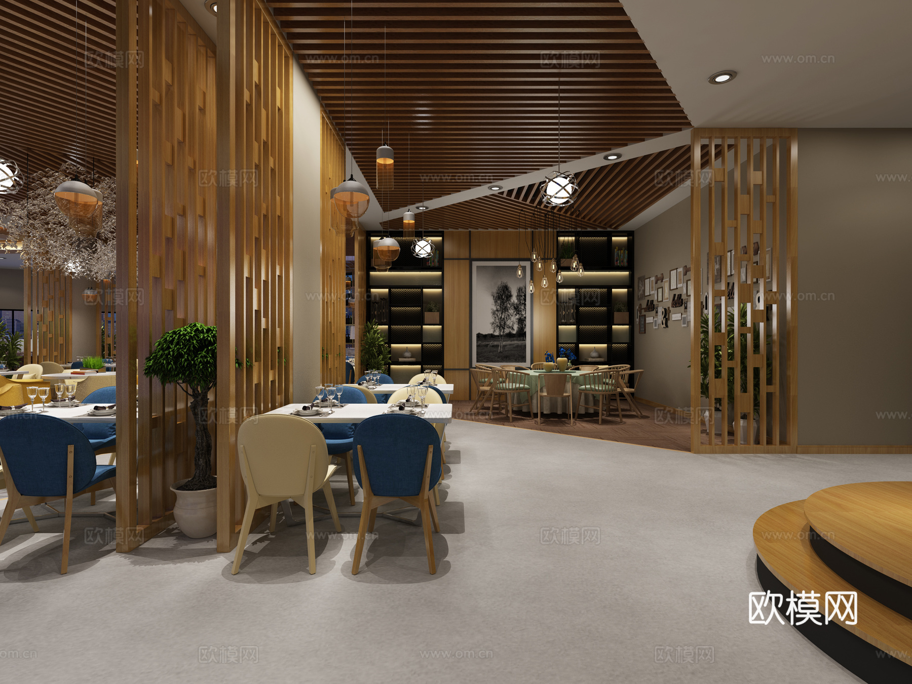 现代简约主题餐厅3d模型