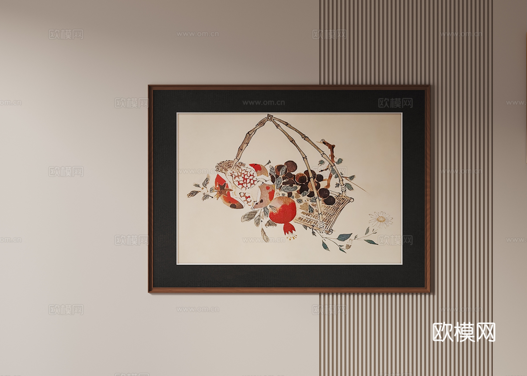中古风挂画su模型